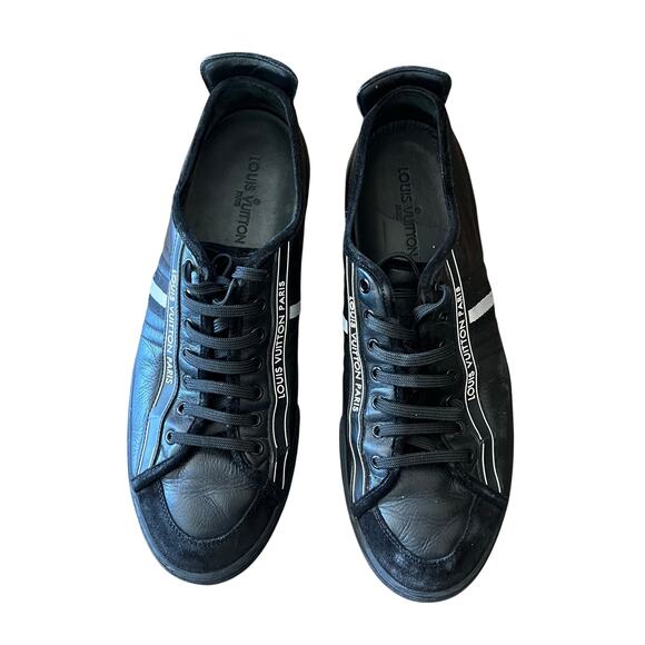 Louis Vuitton Men's Black Leather Casual Sneaker Size 10 US - Picture 1 of 9
